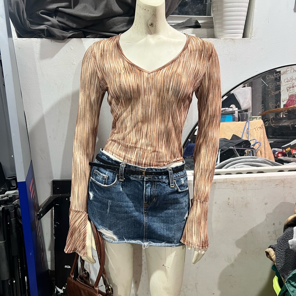 Women's Tan Long Sleeve Top